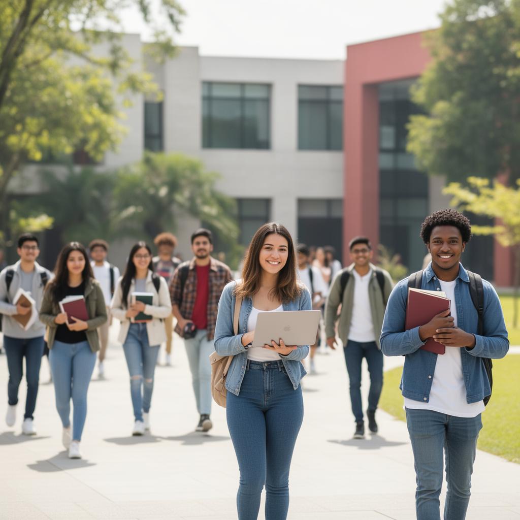 Estudiantes universitarios en campus